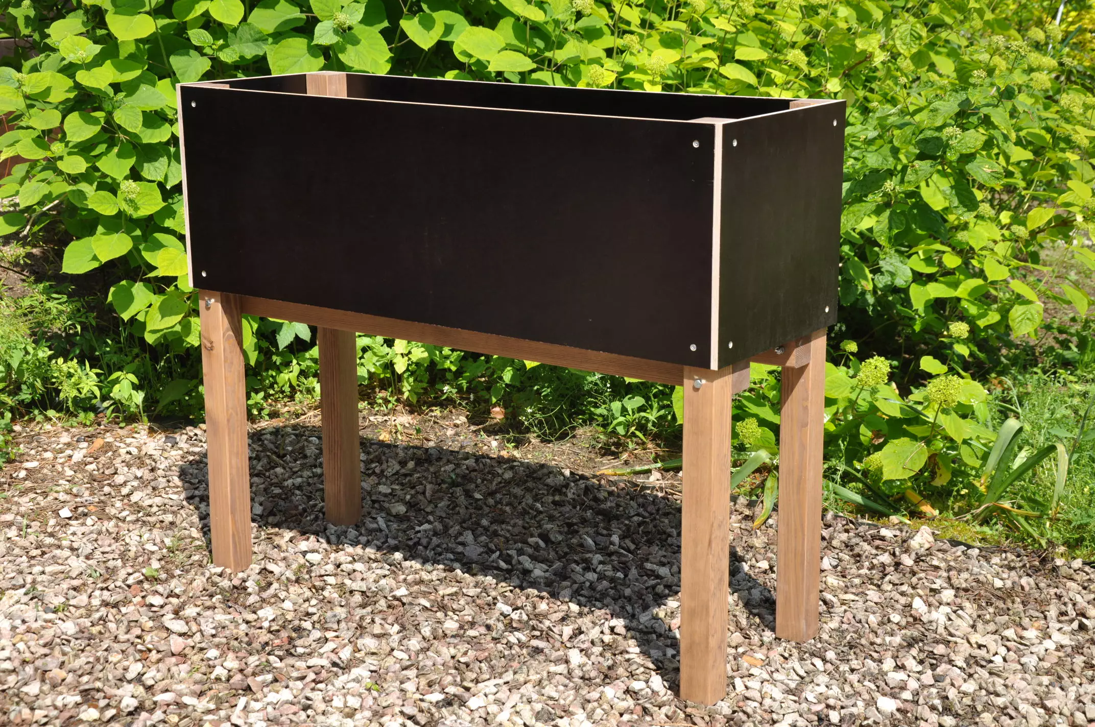 Deep Root højbed på ben i sort, 30 cm dyb plantekasse i vandtæt krydsfiner til altan, terrasse og urban gardening